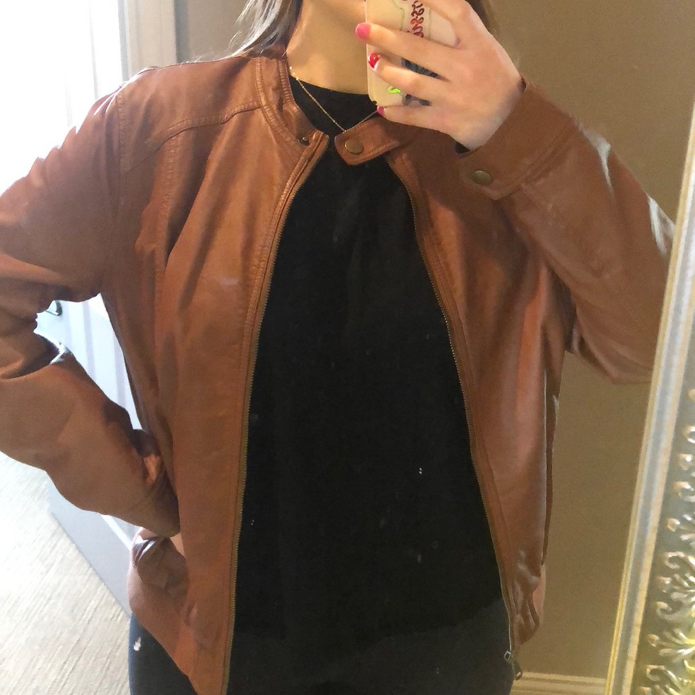 Old navy brown leather jacket